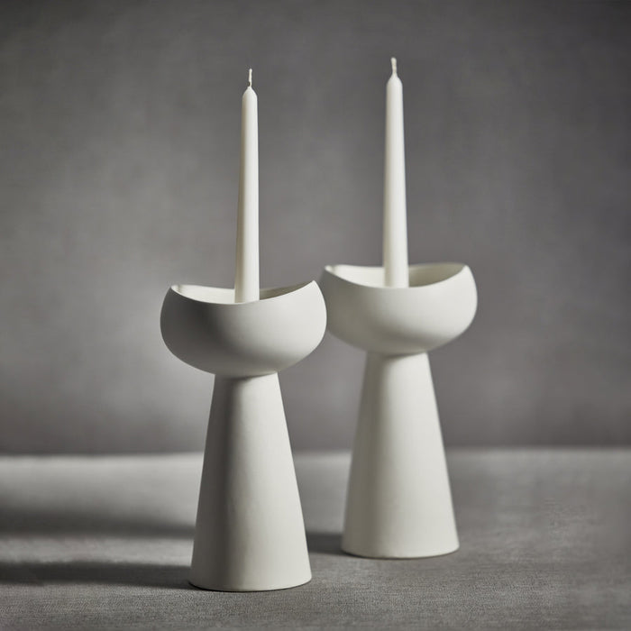 Laguna Ceramic Dual Taper/Pillar Holder - White - Candle Holders by Carlyle Avenue
