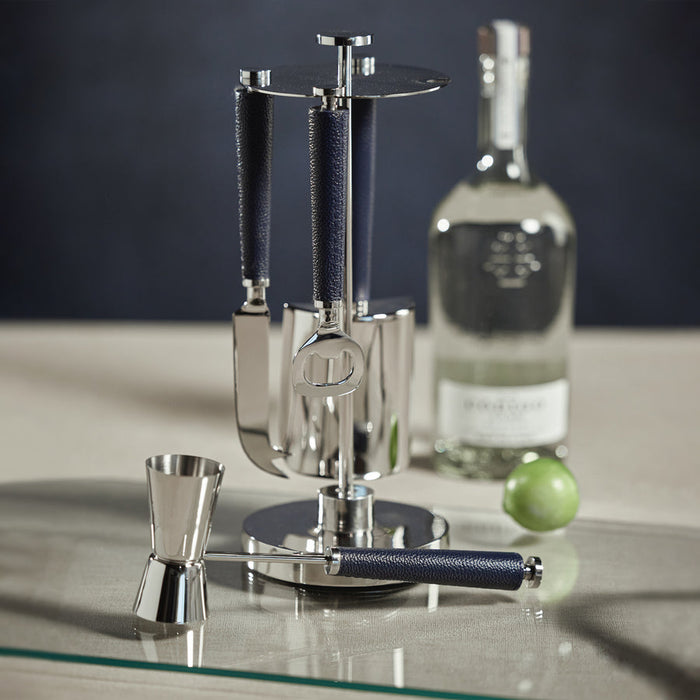 Laguna Nickel & Leather Bar Tool Set - Barware by Carlyle Avenue