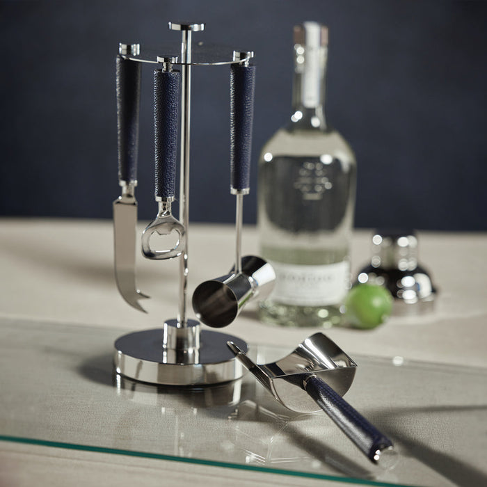 Laguna Nickel & Leather Bar Tool Set - Barware by Carlyle Avenue