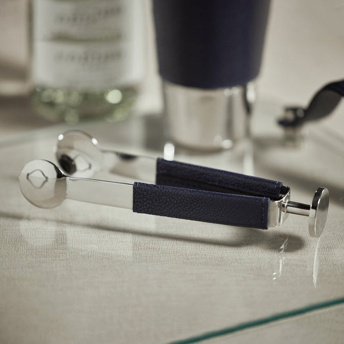 Laguna Nickel & Leather Ice Tong - Barware by Carlyle Avenue