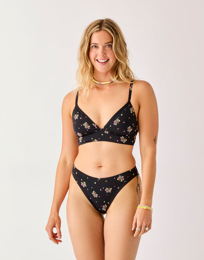 Landry Reversible Bottom: Black Floret/Black - FINAL SALE