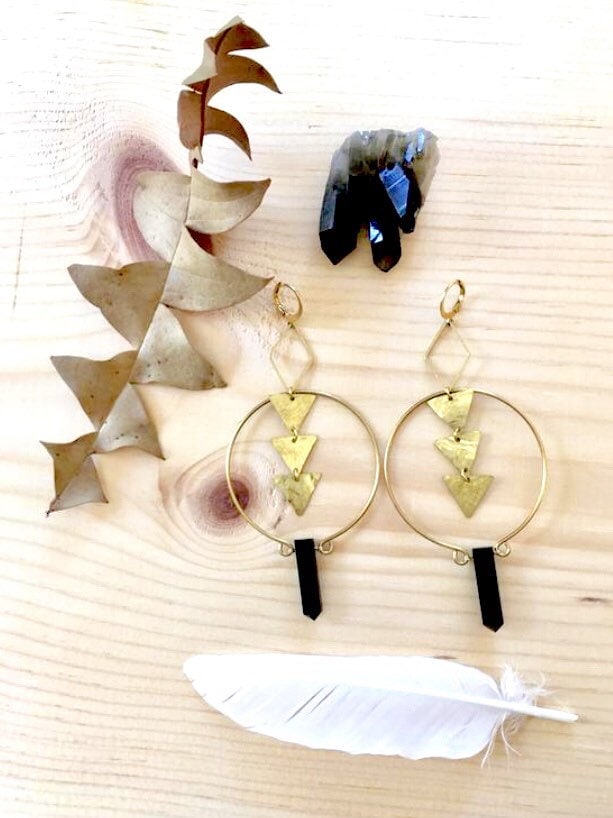 Laurel Earrings Big Geometric Statement Earrings With Crystal Spikes