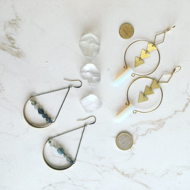 Laurel Earrings Big Geometric Statement Earrings With Crystal Spikes