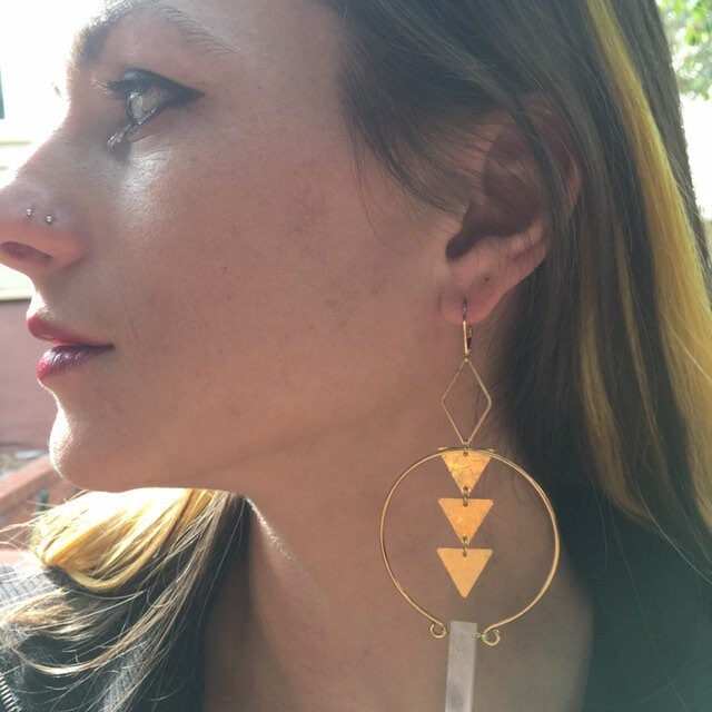 Laurel Earrings Big Geometric Statement Earrings With Crystal Spikes