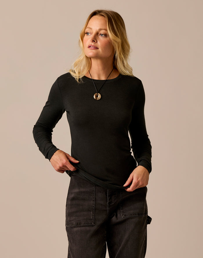 Lea Tissue Crewneck: Black