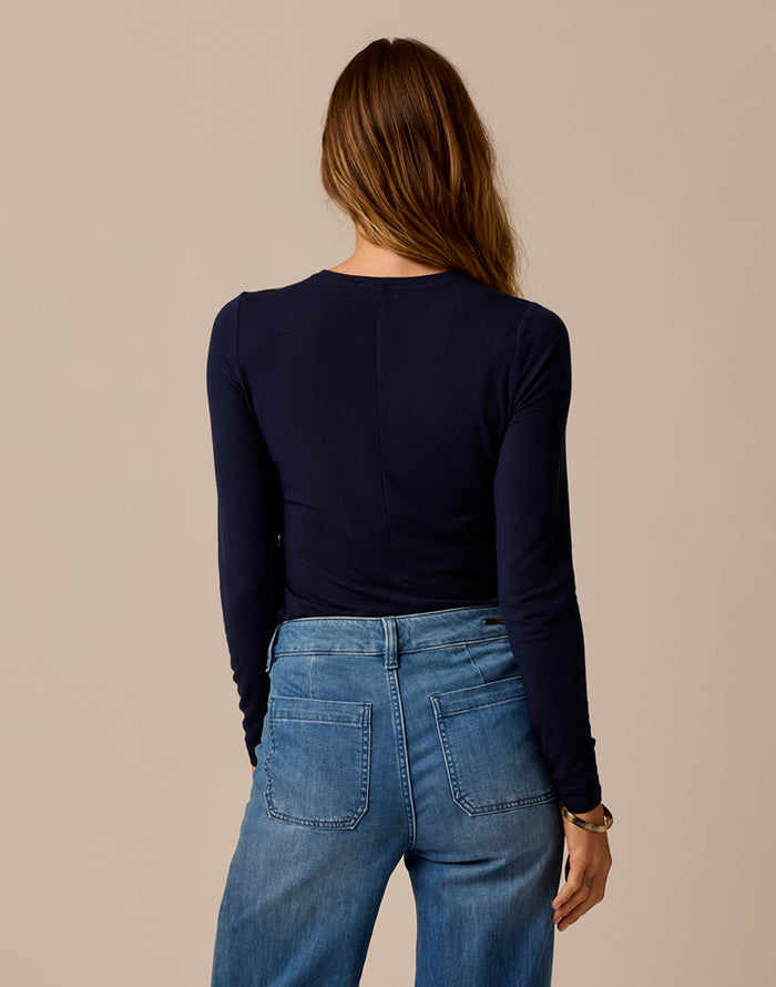 Lea Tissue Crewneck: Navy