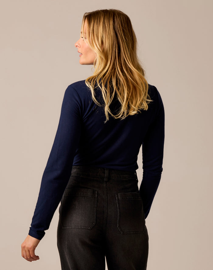 Lea Tissue Turtleneck: Navy