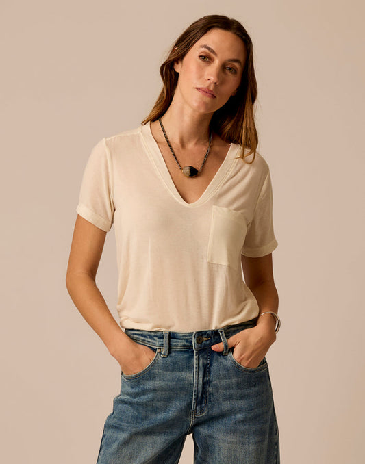 Lea Tissue V-Neck: Birch