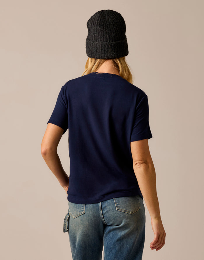Lea Tissue V-Neck: Navy