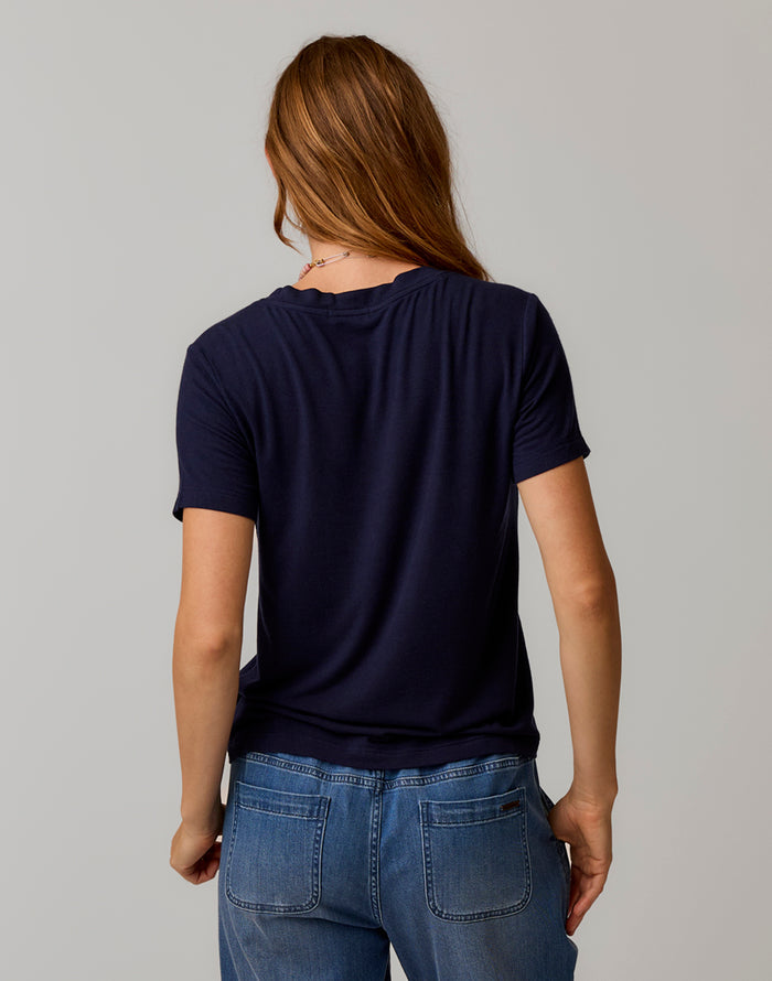 Lea Tissue V-Neck: Navy