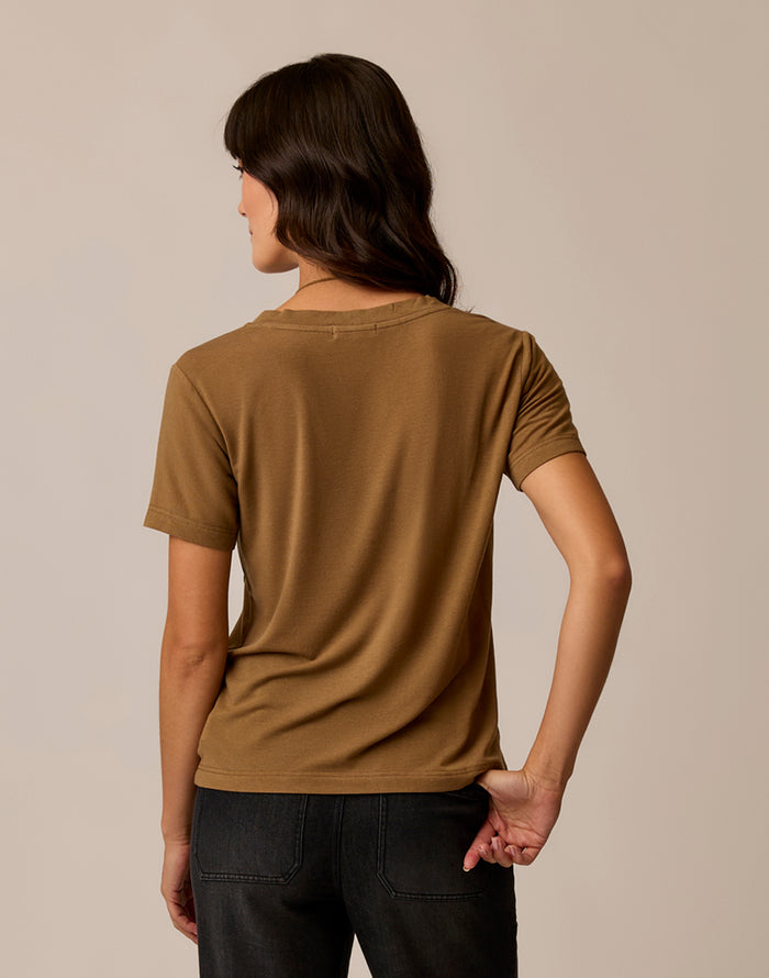 Lea Tissue V-Neck: Walnut