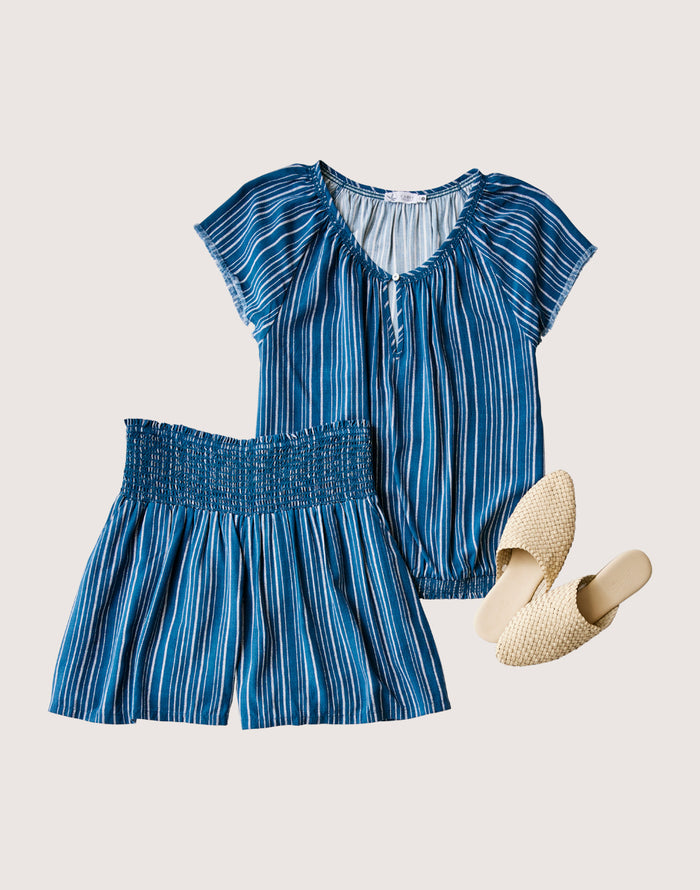 Leah Short: Azul Stripe - FINAL SALE