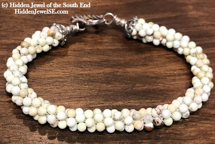 Lemon Chrysoprase Tubular Crochet Bracelet | Heart Toggle | 7"