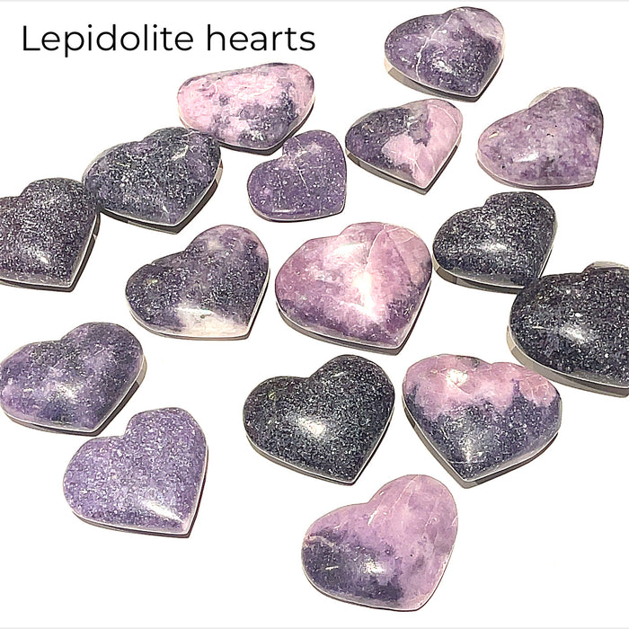 one small lepidolite gemstone heart shape / carving -new