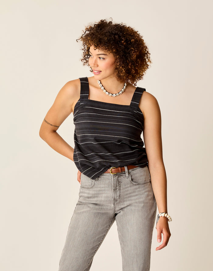 Liv Stitched Top: Black Texture - FINAL SALE