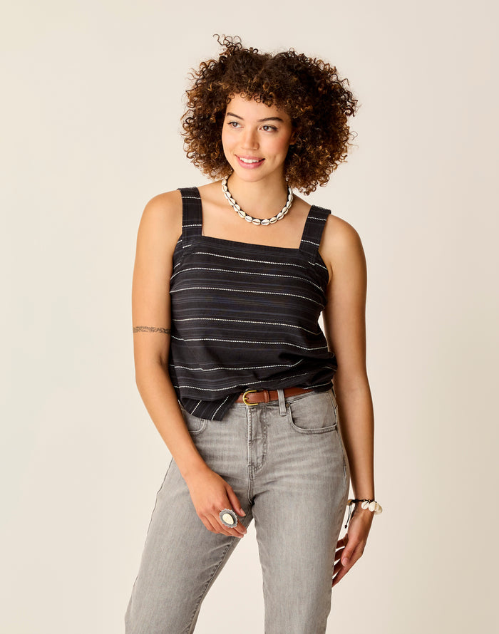 Liv Stitched Top: Black Texture - FINAL SALE