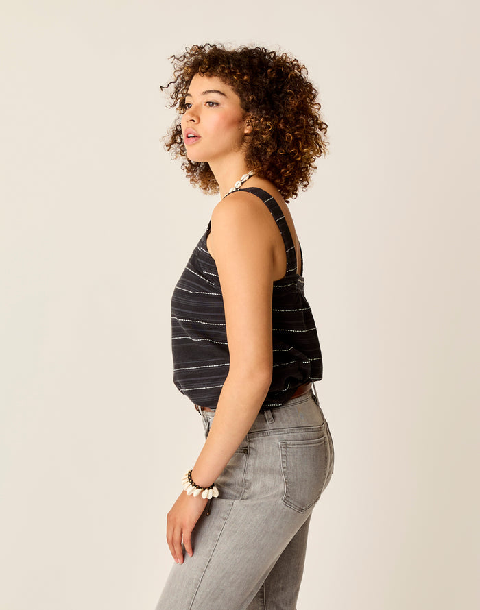 Liv Stitched Top: Black Texture - FINAL SALE