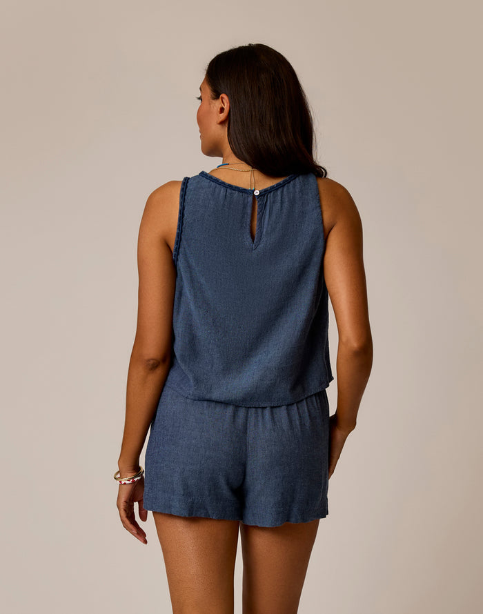 Lou Linen Tank: Captain Chambray
