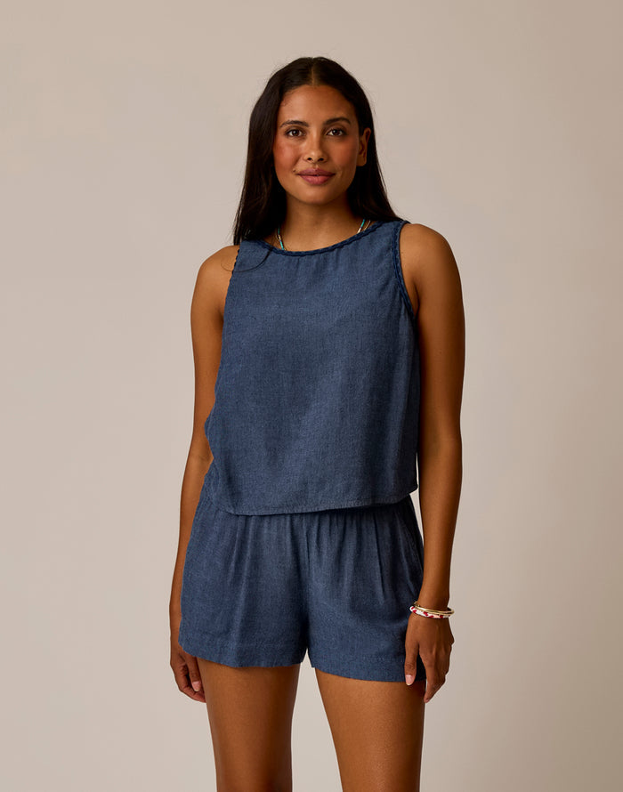 Lou Linen Tank: Captain Chambray