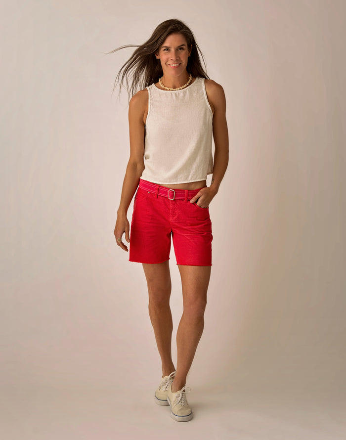 Lou Linen Tank: Cloud Chambray