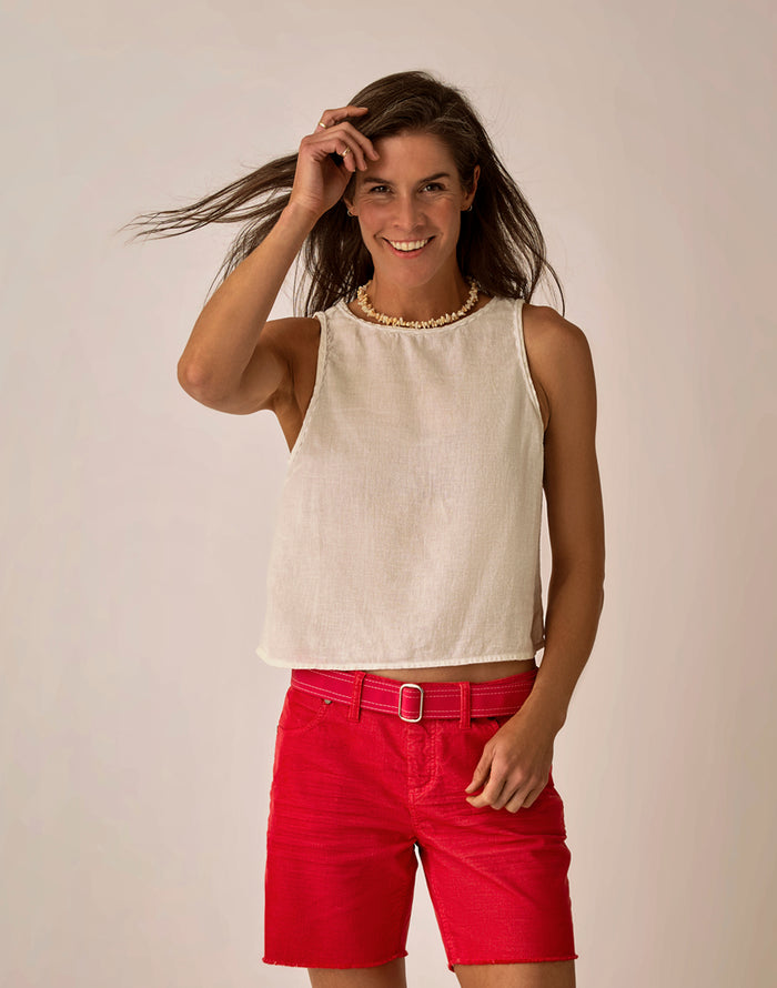 Lou Linen Tank: Cloud Chambray