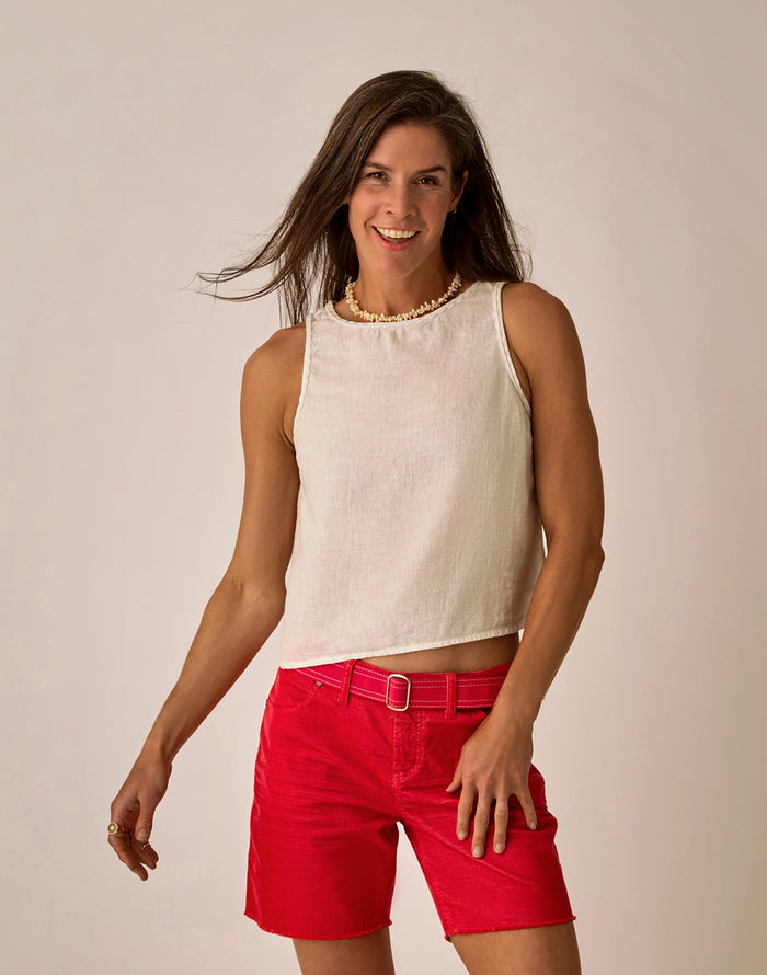 Lou Linen Tank: Cloud Chambray