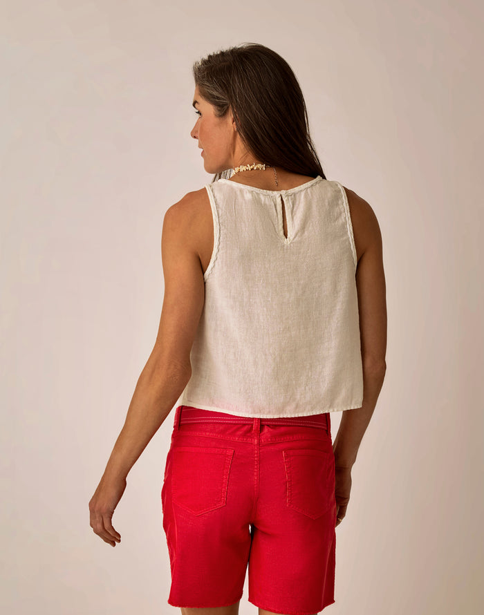 Lou Linen Tank: Cloud Chambray