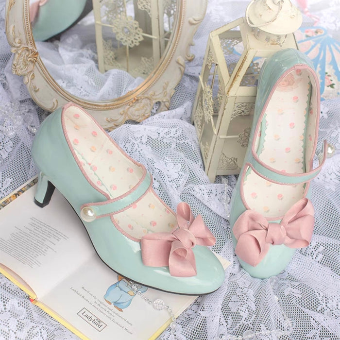 Mint Green+Pink Bow / 5.5