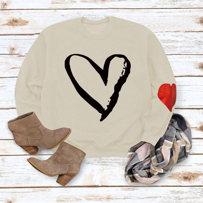 Sand color love sweater (black font) / S