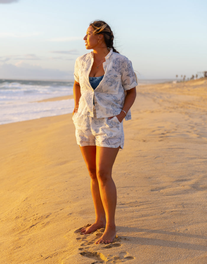 Luca Linen Shirt: Birch Scenic - FINAL SALE