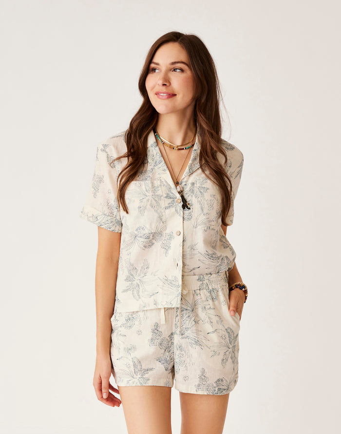 Luca Linen Shirt: Birch Scenic - FINAL SALE