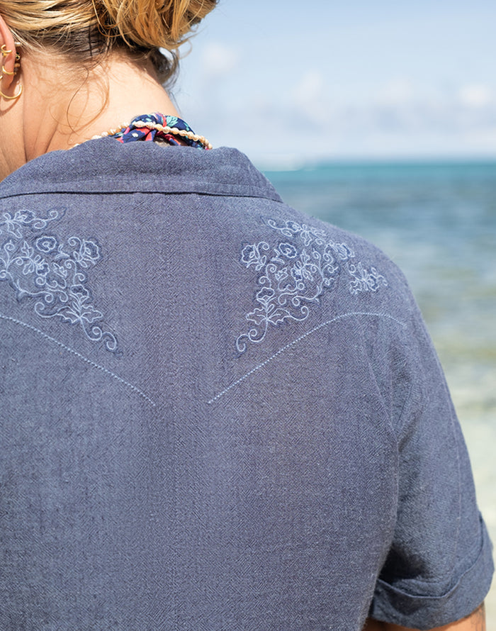 Luca Linen Shirt: Captain Chambray