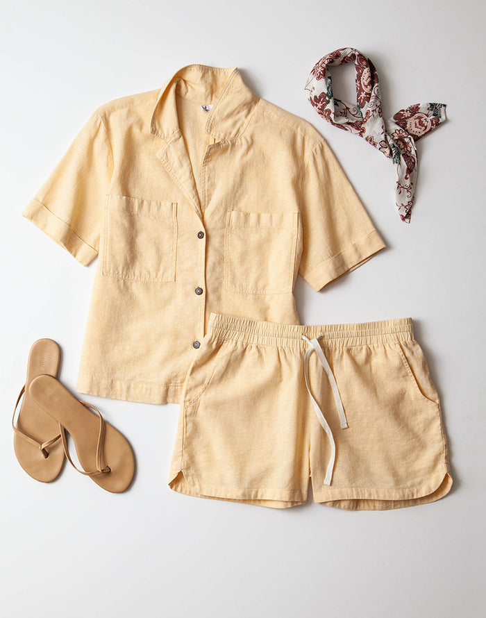 Luca Linen Shirt: Honey Chambray - FINAL SALE