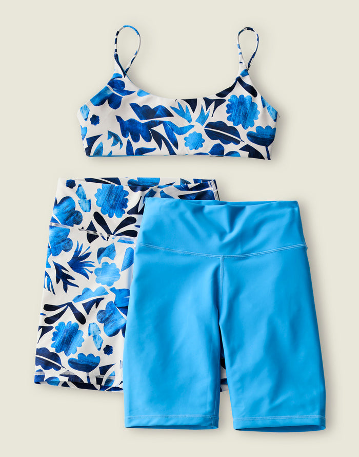 Lucie 8" Compression Short: Lagoon - FINAL SALE