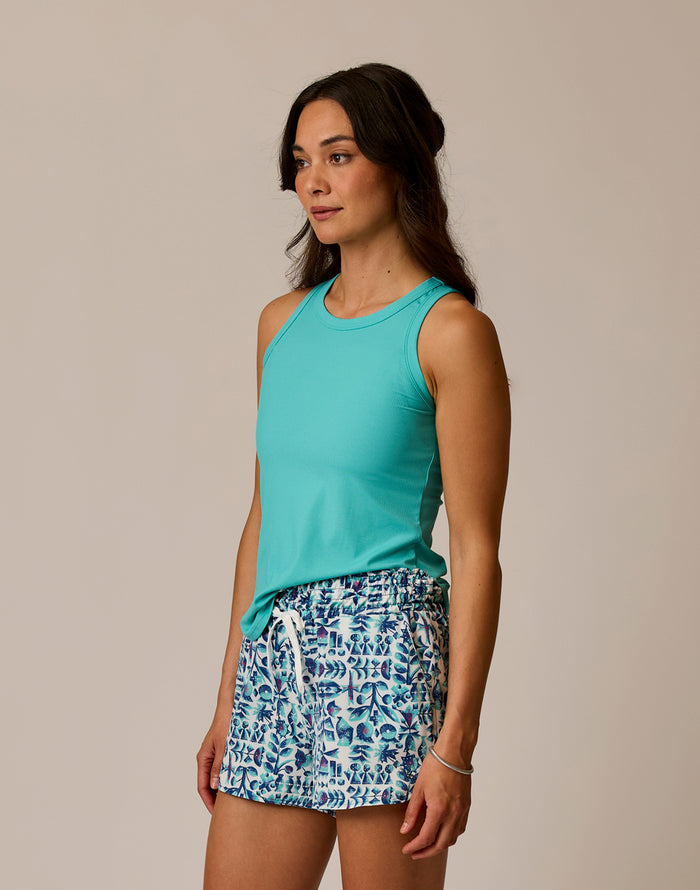 Lyra Rib Tank: Aquamarine