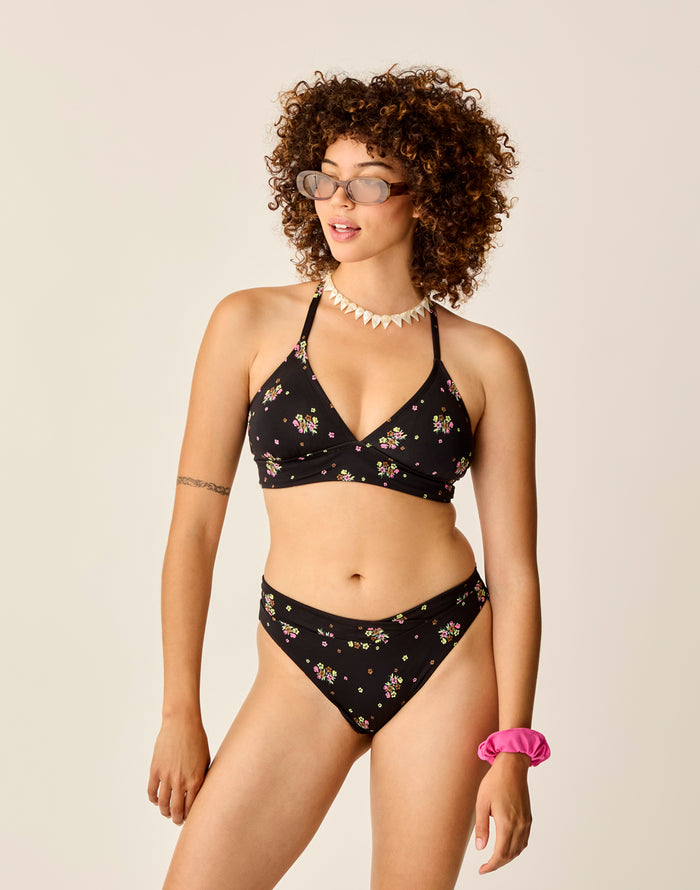 Mae Bottom: Black Floret - FINAL SALE