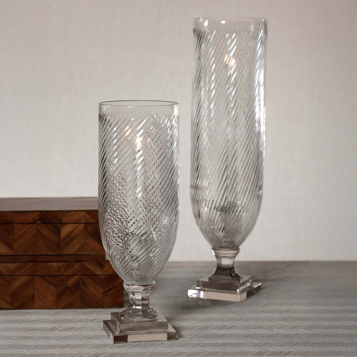 Maison de Verre Whisper Cut Glass Hurricane Taper Holder - CARLYLE AVENUE