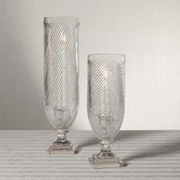 Maison de Verre Whisper Cut Glass Hurricane Taper Holder - CARLYLE AVENUE