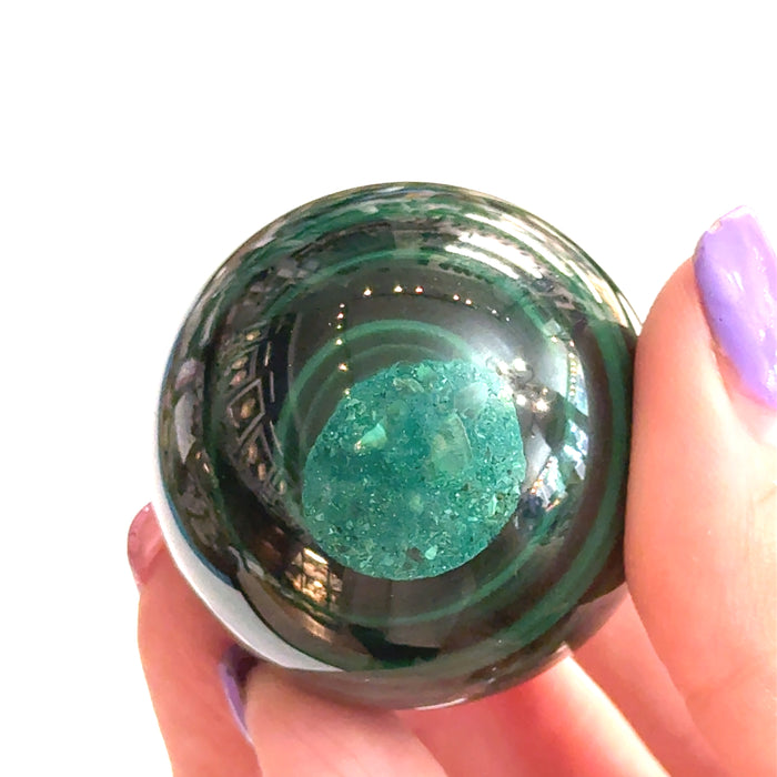 Malachite Sphere | Ethically Sourced Crystal for Transformation, Protection & Heart Healing
