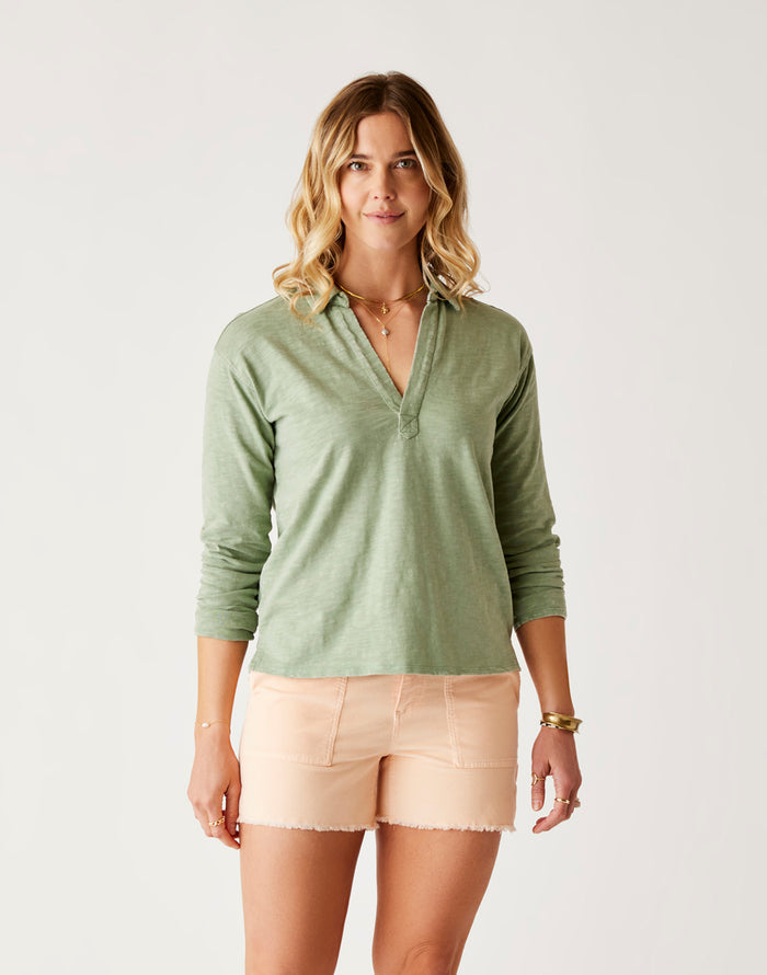 Mara Slub Polo: Light Cilantro - FINAL SALE