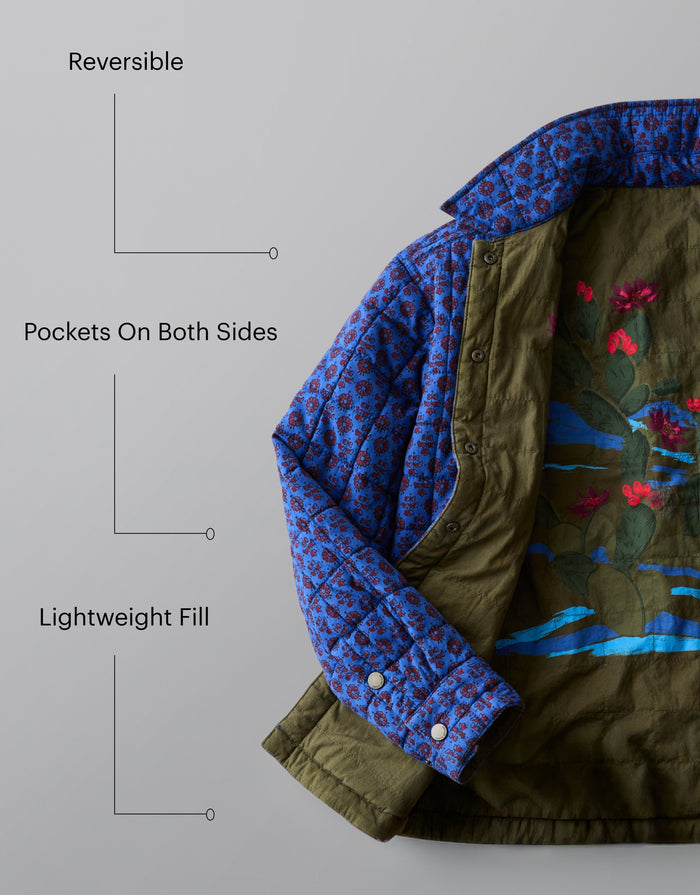 Marais Reversible Jacket: Fir/Capri Batik