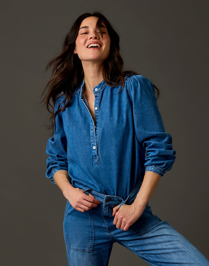Marin Lightweight Denim Top: Magnolia