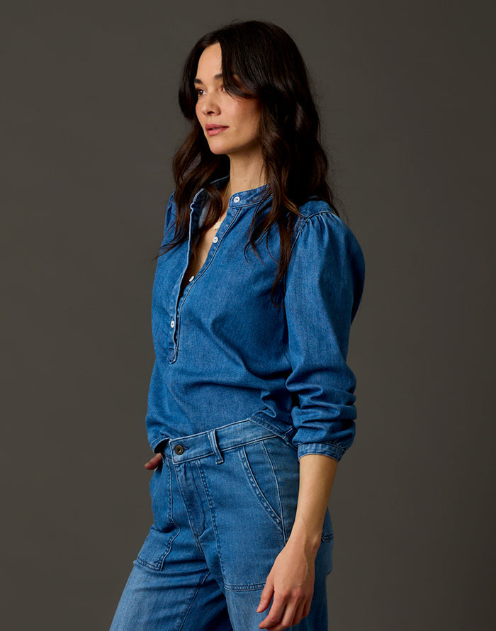 Marin Lightweight Denim Top: Magnolia