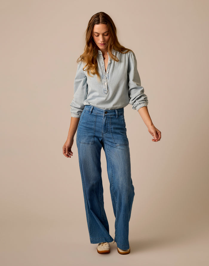 Marin Lightweight Denim Top: Savannah