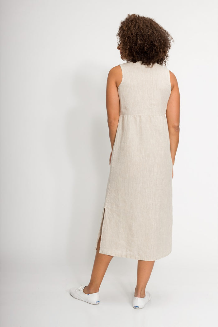 Melania | Women's Stain Resistant Linen Sleeveless Dress