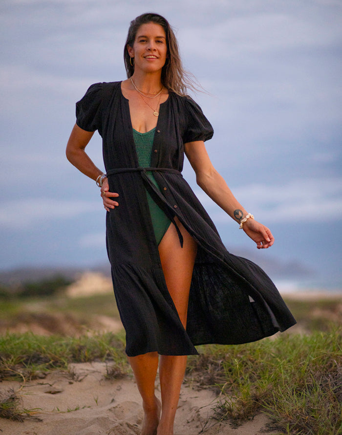 Memphis Gauze Dress: Black - FINAL SALE