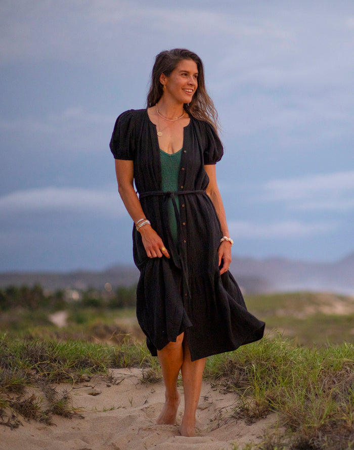 Memphis Gauze Dress: Black - FINAL SALE