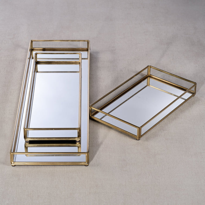 Celine Metal Edged Mirrored Vanity Tray - Trays by Carlyle Avenue