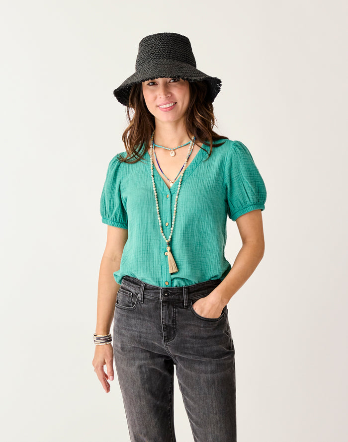 Milo Gauze Top: Jade - FINAL SALE