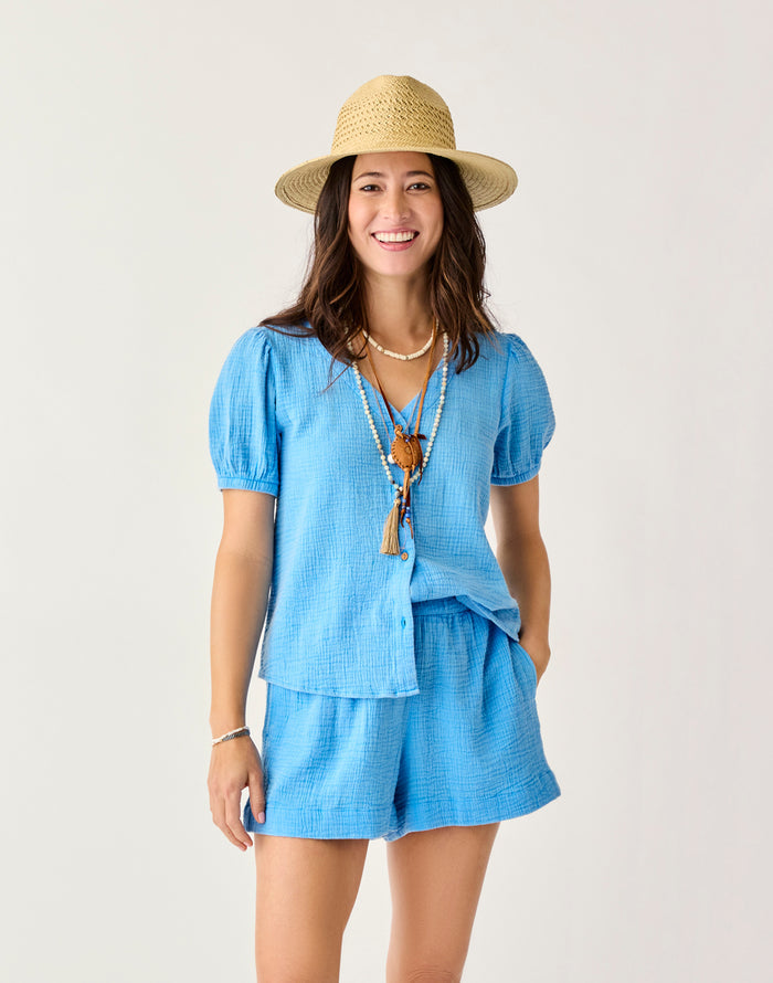 Milo Gauze Top: Lagoon - FINAL SALE